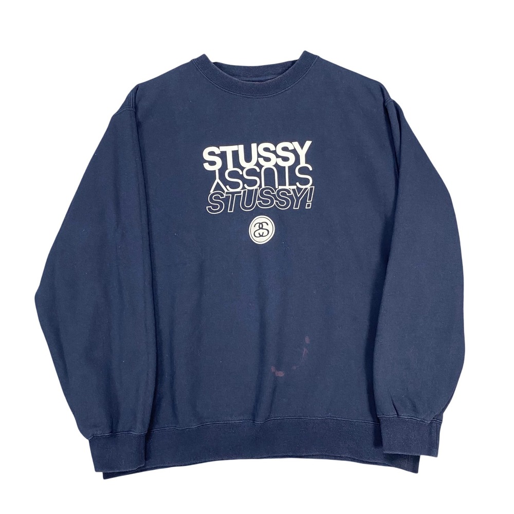 Vintage Stussy Crewneck Pullover Sweatshirt Graphic Mens S‎ Navy USA Streetwear